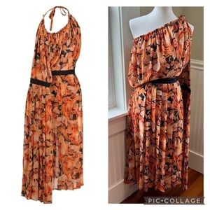 Y/project Plisse NWT Dress Rare! Avant-garde Euro Designer Orange Flower Print